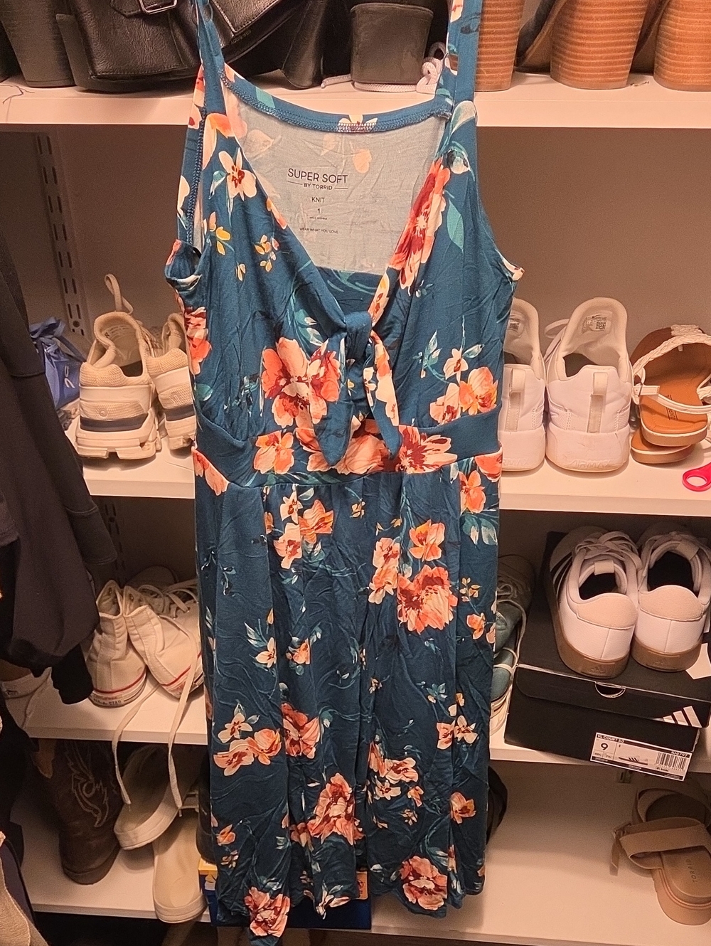 Super Soft Teal Floral Tie-Front Sundress - Picture 1 of 2